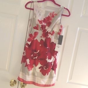 Red, pink and cream floral dress